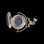 Sterling Silver Revolving Etched Photo Locket Spinner Fob / Pendant