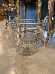 Antique French Metal Wire Basket with Handles