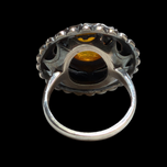 Sterling Silver MCM Amber Ring Kalupe Canadian Statement Jewelry Size 6.5