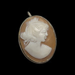 .800 Silver Right Facing Cameo Brooch with Bail Loop