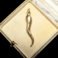 10K Yellow Gold Brushed / Etched Cornicello Pendant / Charm