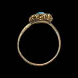 15 CT Gold Turquoise and Seed Pearl Antique Victorian Georgian Scroll Work Ring