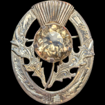 Mizpah Sterling Silver Etched Cairngorms Quartz Scottish Thistle Brooch