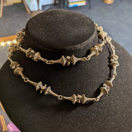 Vintage Guy Vidal Brutalist Pewter "Trumpet Lichen" Chain Link Necklace Canadian Designer