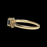 10K Yellow Gold Sapphire & Diamond Floral Shank Ring Size 6 1/4