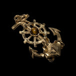 10K Yellow Gold Tiger's Eye Anchor & Wheel Pendant