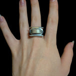 Sterling Silver Brutalist / Modernist Double Band with Brushed Face Statement Ring Size 6 3/4