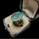 10K Yellow Gold Malachite Abstract Wave Ring Size 6 3/4