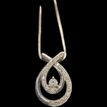 10K White Gold Diamond 1/3CTW Double Tear Drop Pendant Necklace