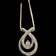 10K White Gold Diamond 1/3CTW Double Tear Drop Pendant Necklace