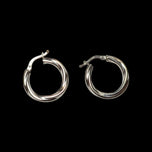 10K White Gold Twist Hoop Earrings Italy