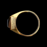 10K Yellow Gold Square Cut Hematite Signet Style Ring Size 11.5