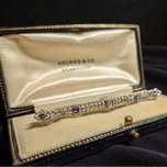 14K Yellow Gold & White Gold Natural Sapphire & Diamond Art Deco Filigree Brooch