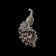 Sterling Silver Marcasite & Red CZ Open Work Peacock Brooch