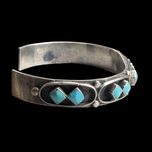 Navajo Old Pawn Silver Turquoise Cuff Bracelet