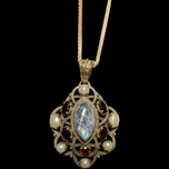 Nicky Butler Designer Sterling Silver Pearl, Moonstone, & Garnet Pendant Necklace