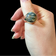 14K Yellow Moss Agate Oval Cabochon Ring Size 8 1/4