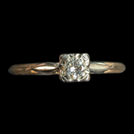 18K Yellow & White Gold Vintage Diamond Ring Size 8.75