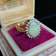 14K & 18K Gold White Opal Mosaic Diamond Halo Ring Squared Shank