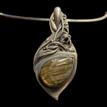 Sterling Silver and Labradorite Art Nouveau Style Pendant Choker Necklace
