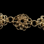 Victorian Gold Filled Link Chainmail Floral Bracelet