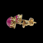 14K Yellow Gold Pink Star Sapphire Stud Earrings