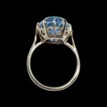 Shiptonia of England Silver & Blue Glass Statement Ring Size 5