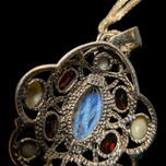 Nicky Butler Designer Sterling Silver Pearl, Moonstone, & Garnet Pendant Necklace