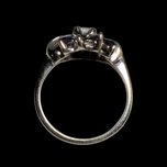 14K White Gold Sapphire and Diamond Floral Cluster Ring Size 6
