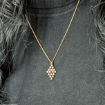 10K Yellow Gold Articulated Cluster Pendant Natural Diamond Necklace