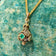 10K Yellow Gold Antique Etruscan Style & Green Quartz Doublet Orb / Sphere / Pendant / Charm / Fob