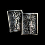 Sterling Silver Modern / Brutalist Fissure / Shadowbox Stud Earrings