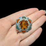 Vintage Scottish Sterling Silver Glass & Agate Specimen Brooch