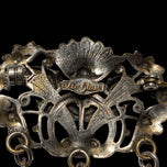 Early Designer Leo Glass Repousse Art Nouveau Chatelaine Brooch: Steel