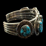 Sterling Silver & Turquoise Artist Signed Navajo Cuff Bracelet V & N Edsitty