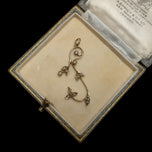 Edwardian 10K Yellow Gold & Seed Pearl Twisting Leaf Vine Lavalier Pendant