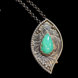 Sterling Silver & Chrysoprase Necklace Leaf Design
