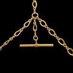 Gold Filled T Bar Albert Chain With Dog Clip & Vermeil Wax Seal Carnelian Warrior Intaglio Fob