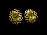10K Yellow Gold Peridot Open Work Stud Earrings