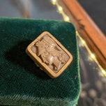 Antique Left Facing Cameo Brooch: Lava Stone & Gold Filled Shell C Clasp