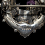 Vintage Sterling Silver Scottish Thistle Brooch with Purple Glass & Agate Specimen