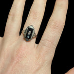 10K White Gold, Diamond & Onyx Art Deco Ring Size 6 3/4