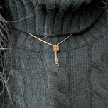 14K Yellow Gold Chain Necklace with Diamond Flower Lariat Style