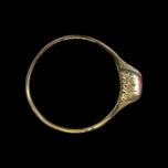 Antique 14K Yellow Gold Baguette Cut Synthetic Pink Sapphire Ring Size 5 1/4