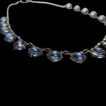 Sterling Silver & Blue Spinel Stone Art Deco Rivière Necklace / Collet
