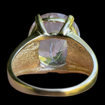 14K Gold Natural Pink Kunzite Statement Ring Oval Cut