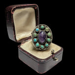 Mexican / Navajo Style Sterling Ring Turquoise & Amethyst
