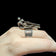 Signed Sterling Silver Modernist / Brutalist Sculptural Laying Woman Figure Ring Adjustable
