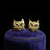10K Yellow Gold Brushed / Etched Cat Head Stud Earrings