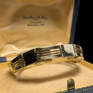 14K Yellow & White Gold Two Tone Gold Mens Bracelet YGC Italy